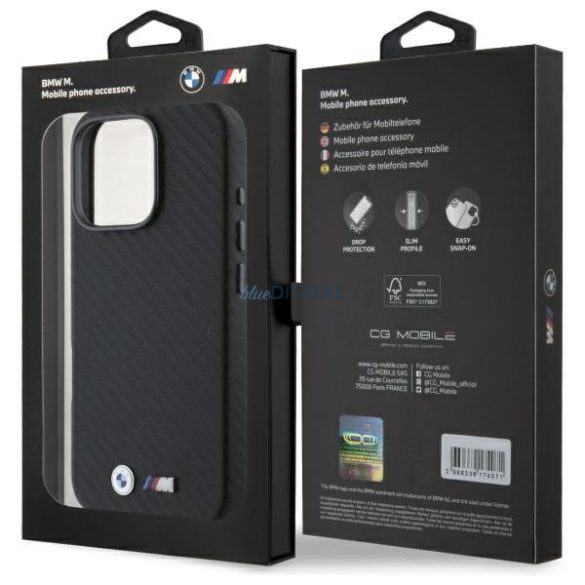 BMW BMHCP16L23PUFWC Carbon Wrapped Metal keménytok iPhone 16 Pro - fekete