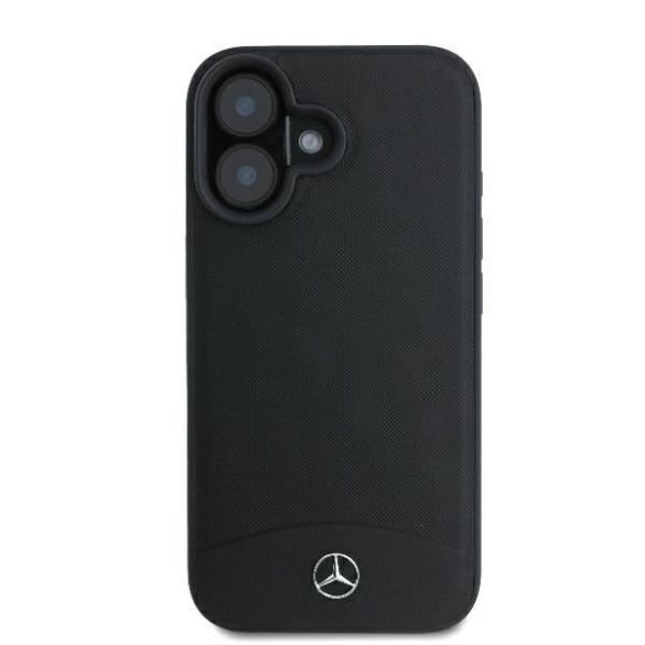 Mercedes MEHMP16S23RBARK Textured And Plain Leather MagSafe keménytok iPhone 16 - fekete