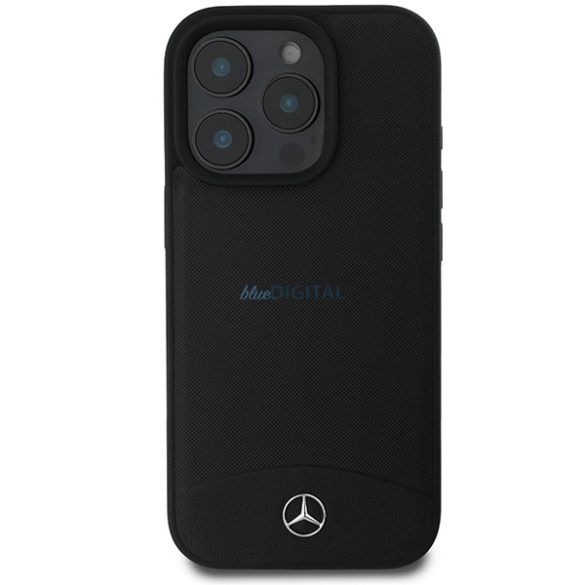 Mercedes MEHMP16L23RBARK Textured And Plain Leather MagSafe keménytok iPhone 16 Pro - fekete