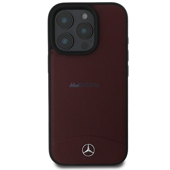 Mercedes MEHMP16L23RBARR Textured And Plain Leather MagSafe keménytok iPhone 16 Pro - piros