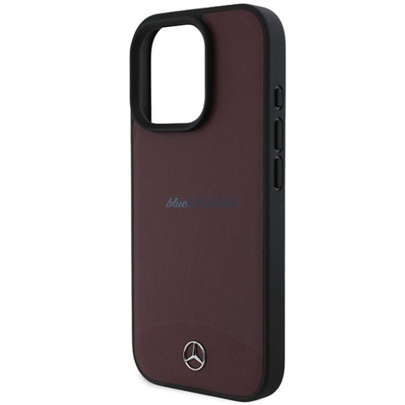 Mercedes MEHMP16L23RBARR Textured And Plain Leather MagSafe keménytok iPhone 16 Pro - piros