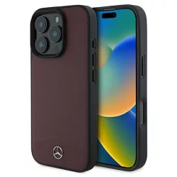   Mercedes MEHMP16X23RBARR Textured And Plain Leather MagSafe keménytok iPhone 16 Pro Max - piros