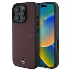   Mercedes MEHMP16X23RBARR Textured And Plain Leather MagSafe keménytok iPhone 16 Pro Max - piros