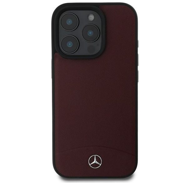 Mercedes MEHMP16X23RBARR Textured And Plain Leather MagSafe keménytok iPhone 16 Pro Max - piros