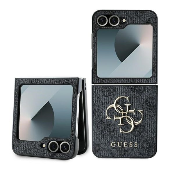 Guess GUHCZF64GMGGR Leather 4G Metal Logo tok Samsung Galaxy Z Flip6 F741 - fekete