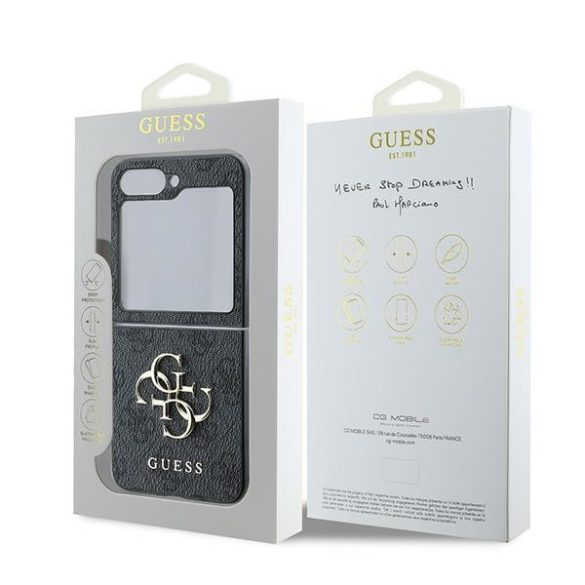 Guess GUHCZF64GMGGR Leather 4G Metal Logo tok Samsung Galaxy Z Flip6 F741 - fekete