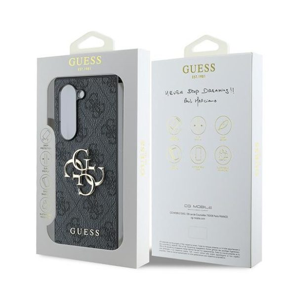 Guess GUHCZFD64GMGGR Leather 4G Metal Logo tok Samsung Galaxy Z Fold6 F956 - fekete