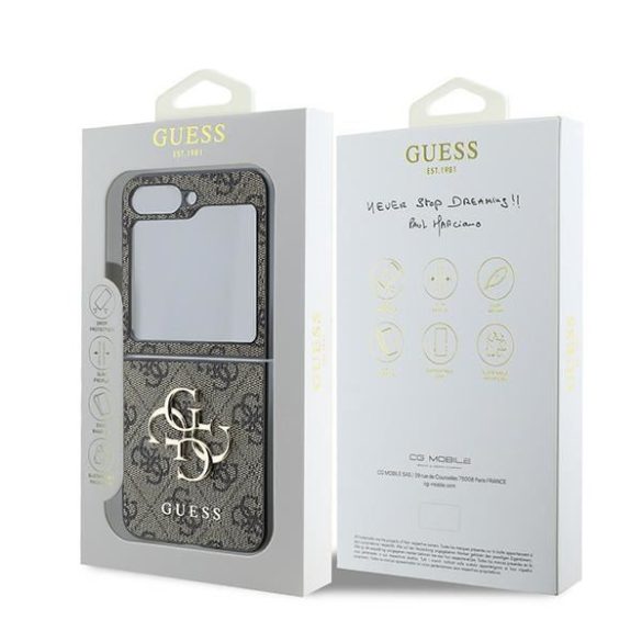 Guess GUHCZF64GMGBR Leather 4G Metal Logo tok Samsung Galaxy Z Flip6 F741 - barna