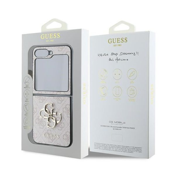 Guess GUHCZF64GMGPI Leather 4G Metal Logo tok Samsung Galaxy Z Flip6 F741 - rózsaszín