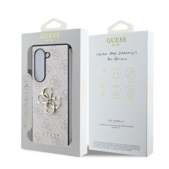 Guess GUHCZFD64GMGPI Leather 4G Metal Logo tok Samsung Galaxy Z Fold6 F956 - rózsaszín