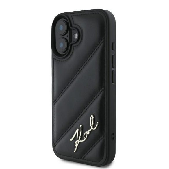 Karl Lagerfeld KLHCP16SPQDSMGK Quilted Signature keménytok iPhone 16 - fekete