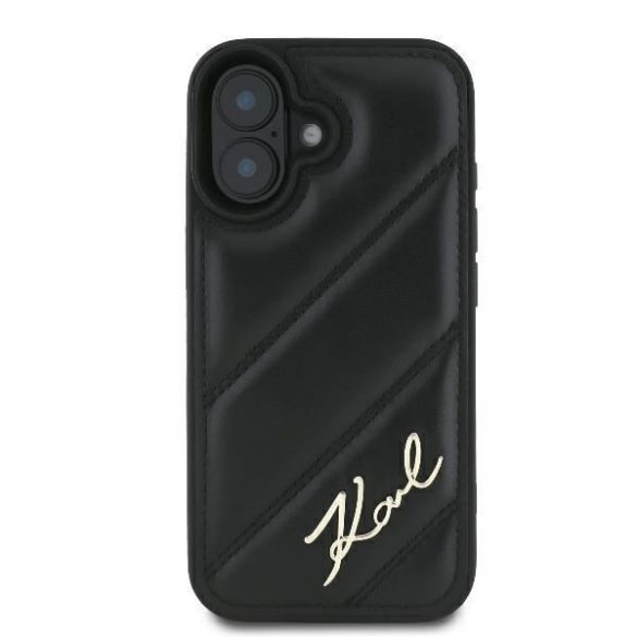 Karl Lagerfeld KLHCP16SPQDSMGK Quilted Signature keménytok iPhone 16 - fekete