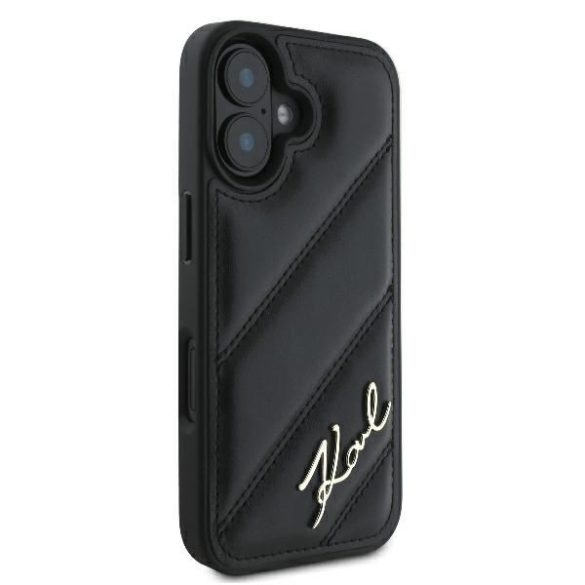 Karl Lagerfeld KLHCP16SPQDSMGK Quilted Signature keménytok iPhone 16 - fekete