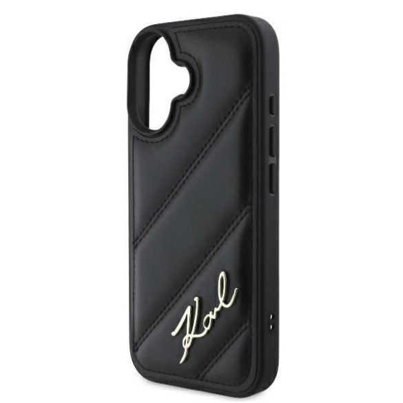 Karl Lagerfeld KLHCP16SPQDSMGK Quilted Signature keménytok iPhone 16 - fekete