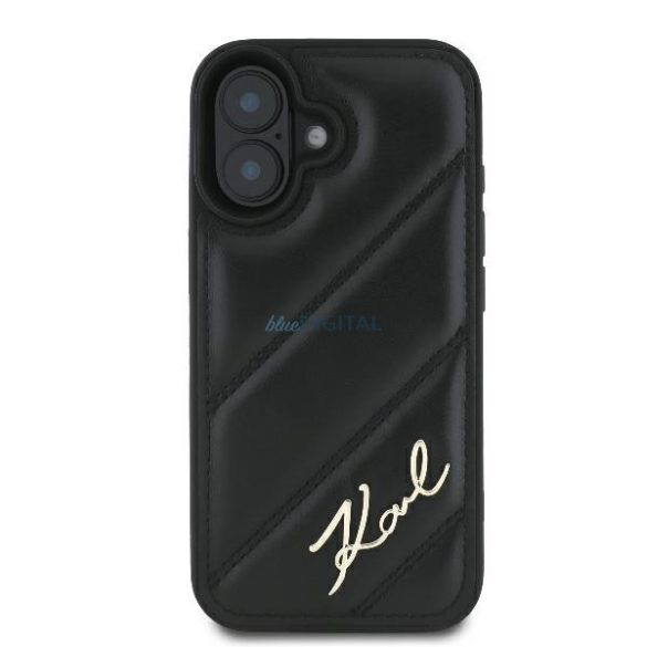 Karl Lagerfeld KLHCP16MPQDSMGK Quilted Signature keménytok iPhone 16 Plus - fekete