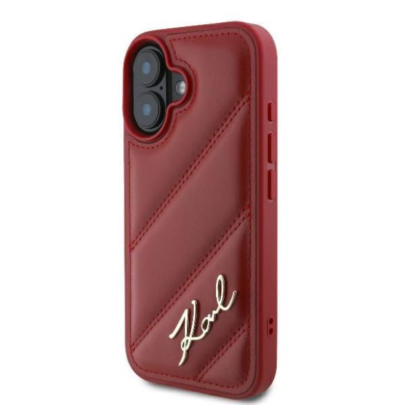 Karl Lagerfeld KLHCP16SPQDSMGR Diagonal Quilted Script keménytok iPhone 16 - piros