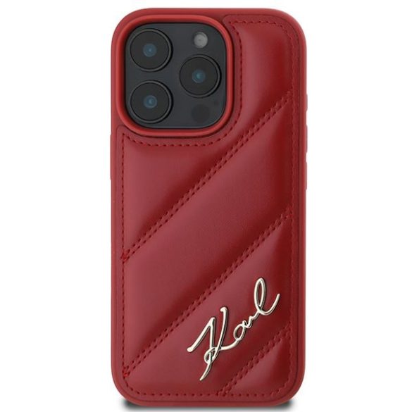 Karl Lagerfeld KLHCP16LPQDSMGR Quilted Signature keménytok iPhone 16 Pro - piros