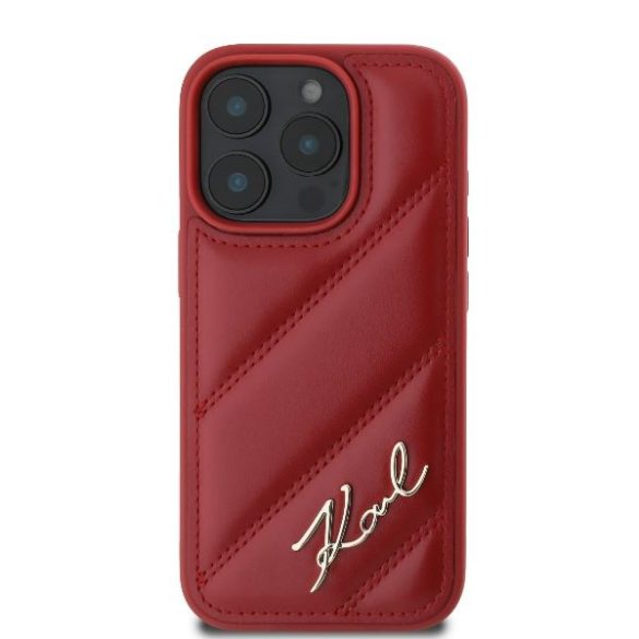 Karl Lagerfeld KLHCP16XPQDSMGR Quilted Signature keménytok iPhone 16 Pro Max - piros