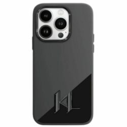   Karl Lagerfeld KLHMP16SSCMKMPCK Silicone Shadow Metal Initial MagSafe-kompatibilis keménytok iPhone 16 - fekete