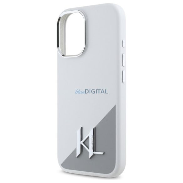 Karl Lagerfeld KLHMP16SSCMKMPCH Silicone Initial Metal Logo MagSafe-kompatibilis keménytok iPhone 16 - fehér