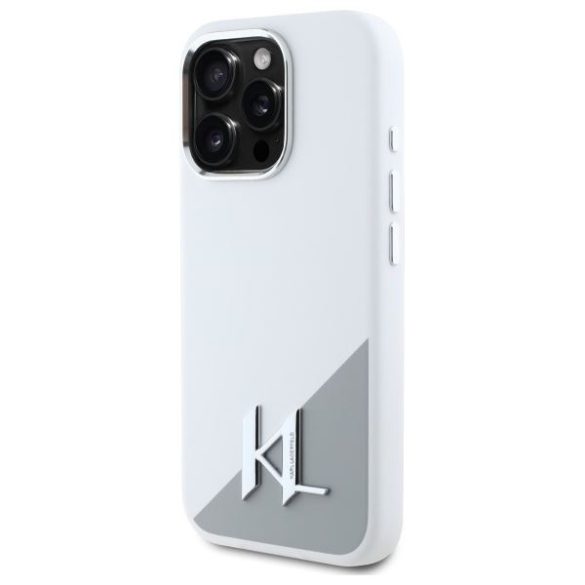 Karl Lagerfeld KLHMP16LSCMKMPCH Silicone Initial Metal Logo MagSafe keménytok iPhone 16 Pro - fehér