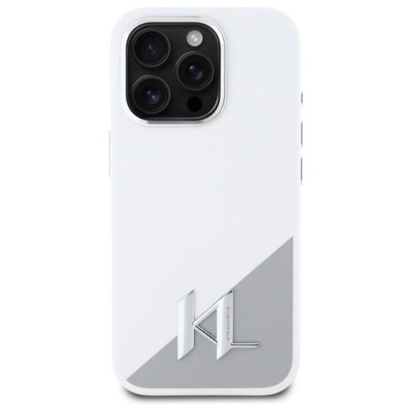 Karl Lagerfeld KLHMP16LSCMKMPCH Silicone Initial Metal Logo MagSafe keménytok iPhone 16 Pro - fehér