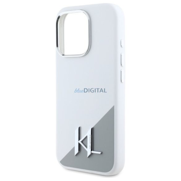 Karl Lagerfeld KLHMP16LSCMKMPCH Silicone Initial Metal Logo MagSafe keménytok iPhone 16 Pro - fehér