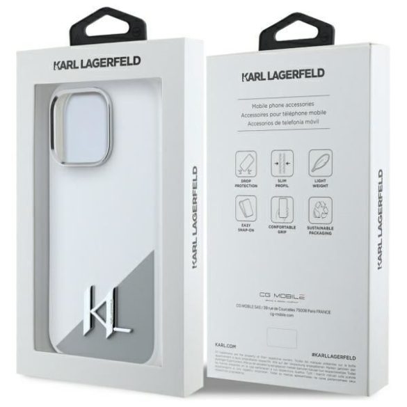 Karl Lagerfeld KLHMP16LSCMKMPCH Silicone Initial Metal Logo MagSafe keménytok iPhone 16 Pro - fehér