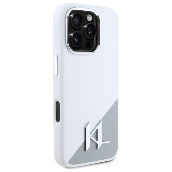 Karl Lagerfeld KLHMP16XSCMKMPCH Silicone Initial Metal Logo MagSafe keménytok iPhone 16 Pro Max - fehér