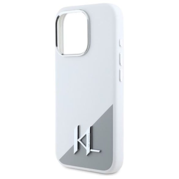 Karl Lagerfeld KLHMP16XSCMKMPCH Silicone Initial Metal Logo MagSafe keménytok iPhone 16 Pro Max - fehér