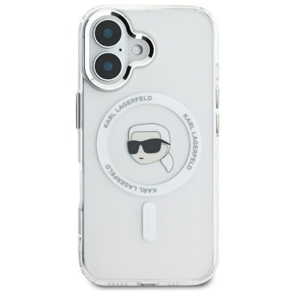 Karl Lagerfeld KLHMP16SHLSKIH IML Metal Karl Head MagSafe keménytok iPhone 16 - fehér