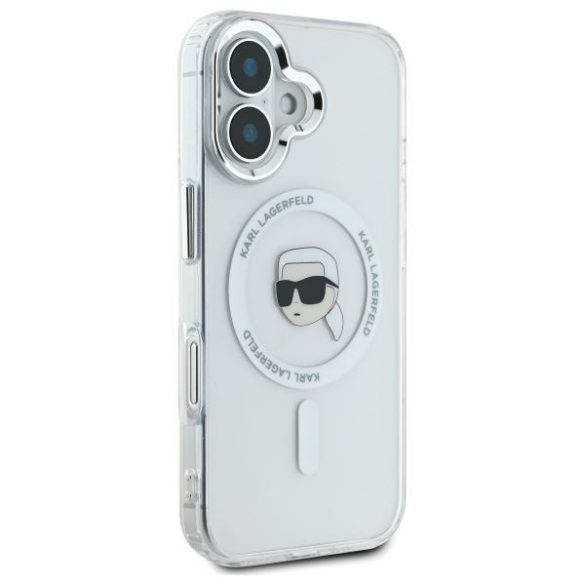 Karl Lagerfeld KLHMP16SHLSKIH IML Metal Karl Head MagSafe keménytok iPhone 16 - fehér