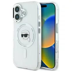   Karl Lagerfeld KLHMP16MHLSKIH IML Metal Karl Head MagSafe keménytok iPhone 16 Plus - fehér