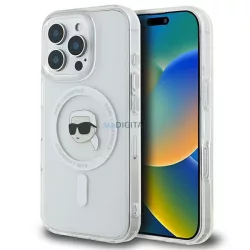   Karl Lagerfeld KLHMP16LHLSKIH IML Metal Karl Head MagSafe keménytok iPhone 16 Pro - fehér