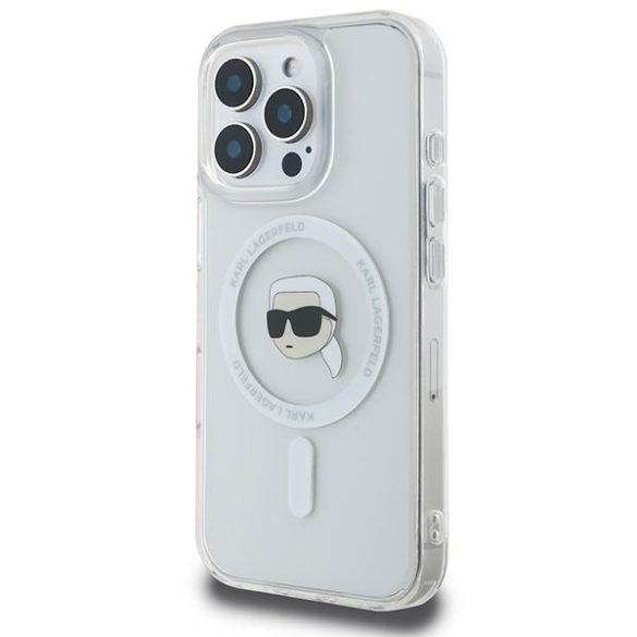 Karl Lagerfeld KLHMP16LHLSKIH IML Metal Karl Head MagSafe keménytok iPhone 16 Pro - fehér