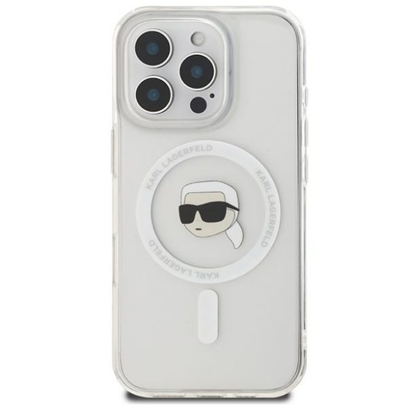 Karl Lagerfeld KLHMP16LHLSKIH IML Metal Karl Head MagSafe keménytok iPhone 16 Pro - fehér