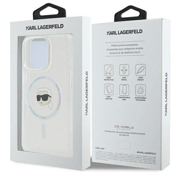 Karl Lagerfeld KLHMP16LHLSKIH IML Metal Karl Head MagSafe keménytok iPhone 16 Pro - fehér