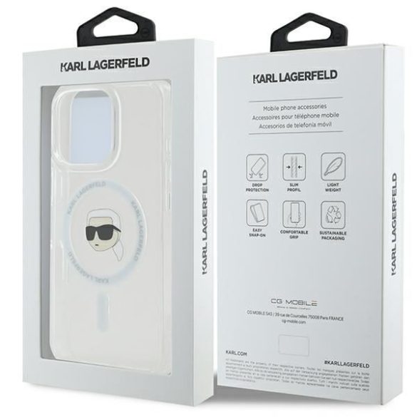 Karl Lagerfeld KLHMP16XHLSKIH IML Metal Karl Head MagSafe keménytok iPhone 16 Pro Max - fehér