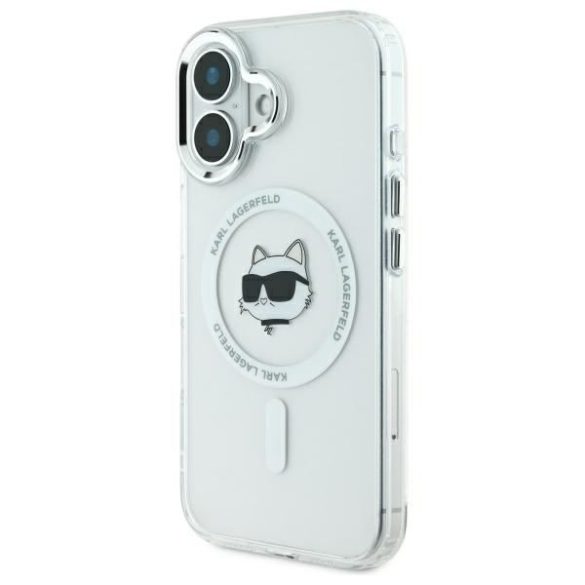 Karl Lagerfeld KLHMP16SHLSCHH IML Metal Choupette Head MagSafe keménytok iPhone 16 - fehér