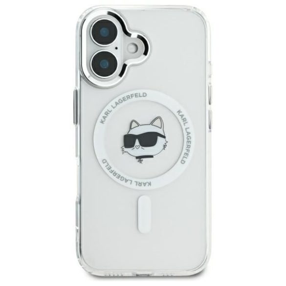 Karl Lagerfeld KLHMP16SHLSCHH IML Metal Choupette Head MagSafe keménytok iPhone 16 - fehér