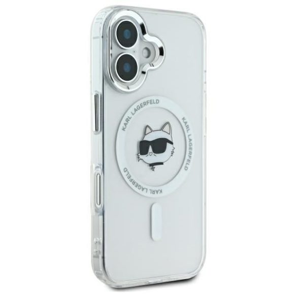 Karl Lagerfeld KLHMP16SHLSCHH IML Metal Choupette Head MagSafe keménytok iPhone 16 - fehér