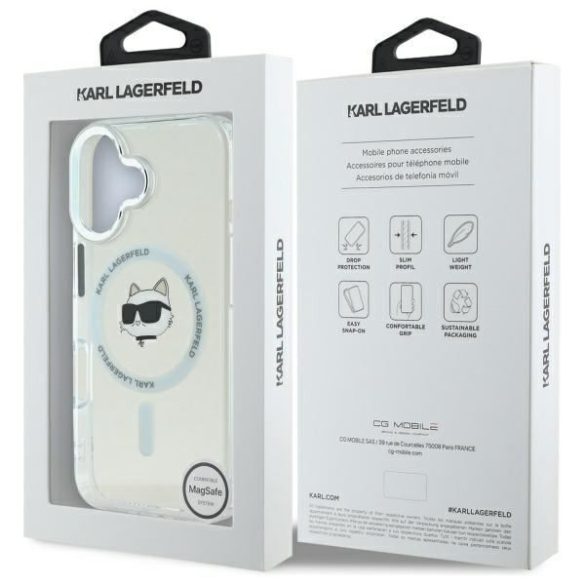 Karl Lagerfeld KLHMP16SHLSCHH IML Metal Choupette Head MagSafe keménytok iPhone 16 - fehér