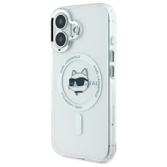 Karl Lagerfeld KLHMP16MHLSCHH IML Metal Choupette Head MagSafe keménytok iPhone 16 Plus - fehér