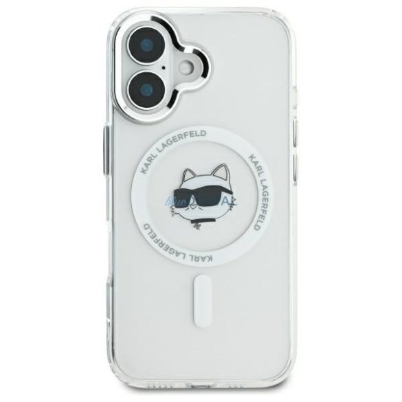 Karl Lagerfeld KLHMP16MHLSCHH IML Metal Choupette Head MagSafe keménytok iPhone 16 Plus - fehér