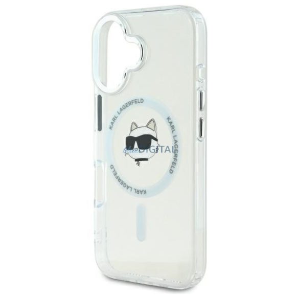 Karl Lagerfeld KLHMP16MHLSCHH IML Metal Choupette Head MagSafe keménytok iPhone 16 Plus - fehér