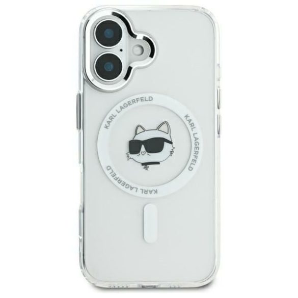 Karl Lagerfeld KLHMP16LHLSCHH IML Metal Choupette Head MagSafe keménytok iPhone 16 Pro - fehér