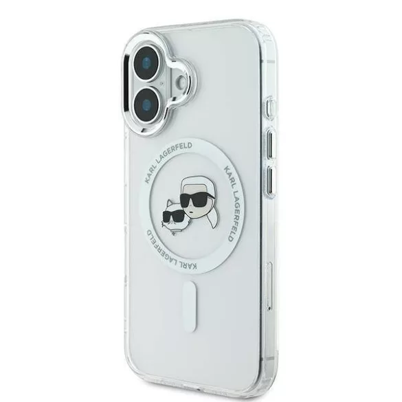 Karl Lagerfeld KLHMP16MHLSKCH iPhone 16 Plus 6.7" fehér keménytok IML fém Karl&Choupette fej