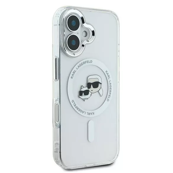 Karl Lagerfeld KLHMP16MHLSKCH iPhone 16 Plus 6.7" fehér keménytok IML fém Karl&Choupette fej