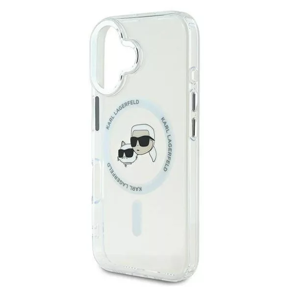 Karl Lagerfeld KLHMP16MHLSKCH iPhone 16 Plus 6.7" fehér keménytok IML fém Karl&Choupette fej