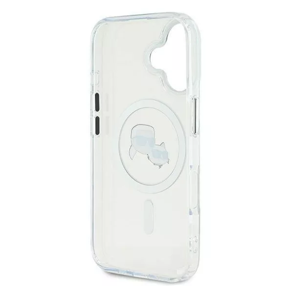 Karl Lagerfeld KLHMP16MHLSKCH iPhone 16 Plus 6.7" fehér keménytok IML fém Karl&Choupette fej